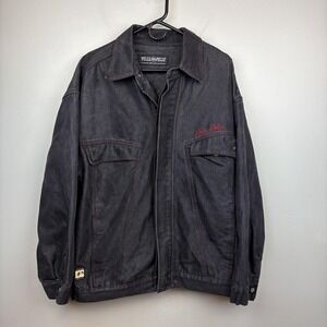 Pelle Pelle Denim Jacket Mens XL Black City Slicker Hip Hop Full Zip Bomber